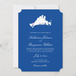 Invitación Menemsha Martha's Vineyard Elegant Map Boda