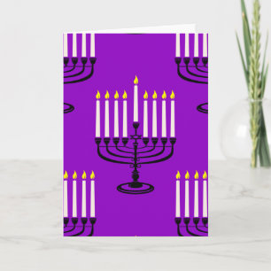 Invitación menorá púrpura hanuká impresión judía