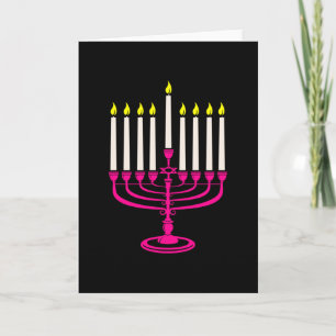Invitación menorá rosa caliente hanukkah purim