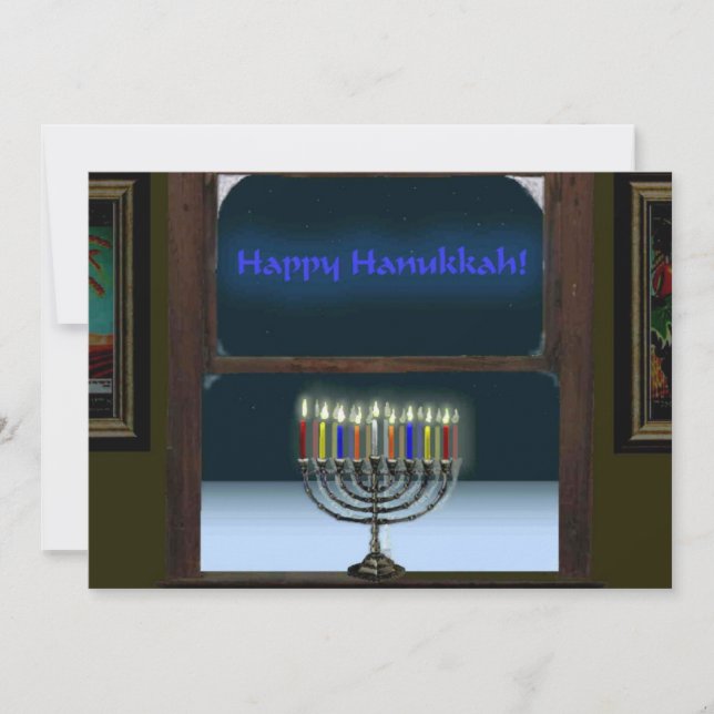 Invitación Menorah En La Ventana (Anverso)