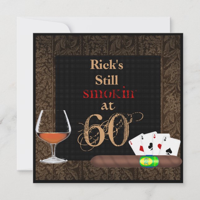 Invitación MENORES Cigarros de cumpleaños, Póquer e INVITACIO (Anverso)