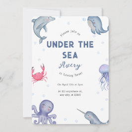 Invitación Menores del tema del mar Fiesta de cumpleaños