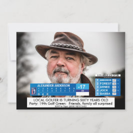 Invitación Mens Funny 🏌️ ‍ ♂ Golf News 40 50 cumpleaños 60