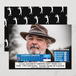 Invitación Mens Funny 🏌️ ‍ ♂ Golf News 40 50 cumpleaños 60
