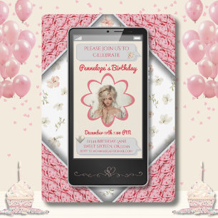 Invitación Mensaje de Cumpleaños Floral Rosa Juvenil