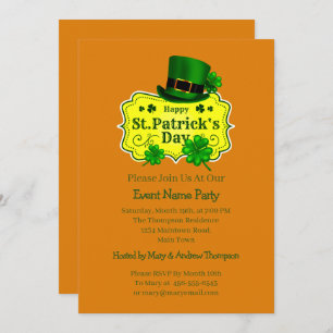 Invitación Mensaje de nombre St Patricks Day Green Shamrock