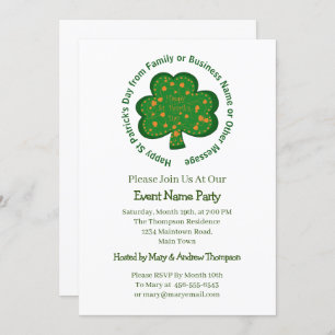 Invitación Mensaje de nombre St Patricks Day Green Shamrock