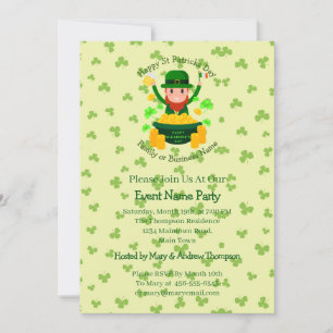 Invitación Mensaje de nombre St Patricks Day Green Shamrock