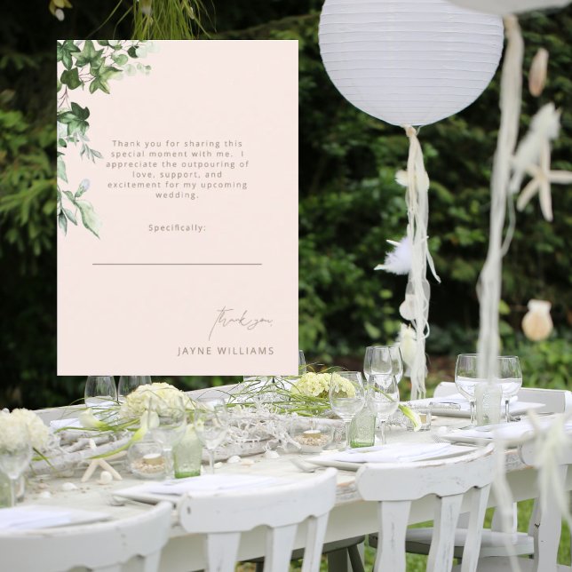 Invitación Mensaje de Rubor y Oro Ivy Bridal Shower Gracias (Subido por el creador)