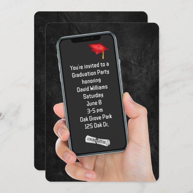 Invitación Mensaje de texto de grupo de graduación (Anverso / Reverso)