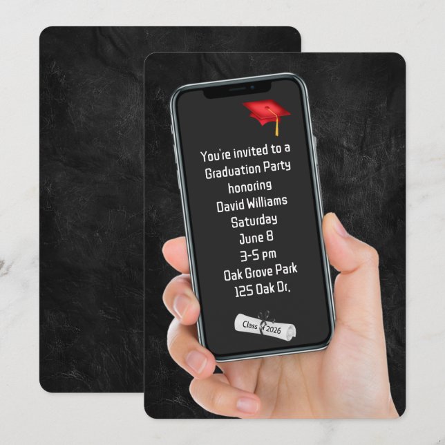 Invitación Mensaje de texto de la fiesta de graduación de 202 (Anverso / Reverso)