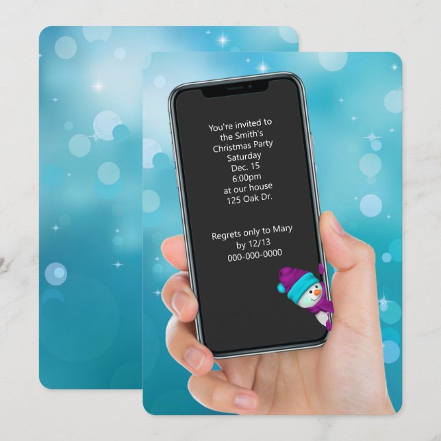 Invitación Mensaje de texto Fiesta de navidades (Anverso / Reverso)