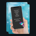Invitación Mensaje de texto Fiesta de navidades<br><div class="desc">Navidades fiestas invitan a un mensaje de texto por teléfono móvil con un lindo muñeco de nieve. La iluminación abstracta de color turquesa invita a la fiesta.</div>
