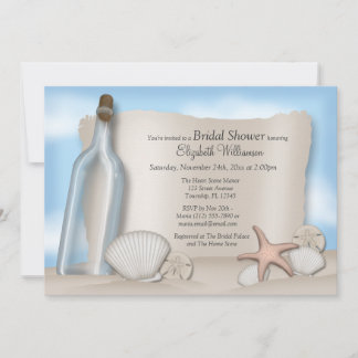 Invitación Mensaje de una ducha de novias en la playa de una 