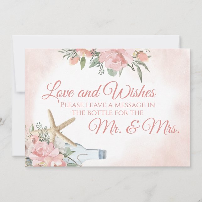 Invitación Mensaje en botella Floral Playa (Anverso)