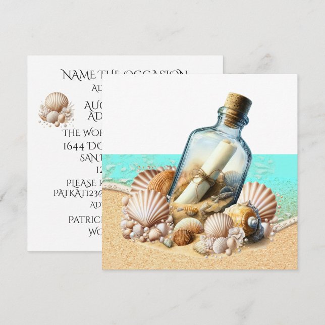Invitación Mensaje en una botella (Anverso / Reverso)