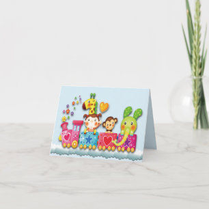 Invitación Mensaje personalizado de tren de juguetes rellenos