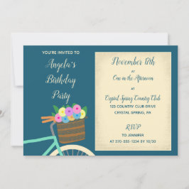 Invitación Menta de bonito y cesta Verde azulada de bicicleta