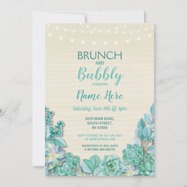 Invitación Menta nupcial de la ducha del brunch y de los (Anverso)