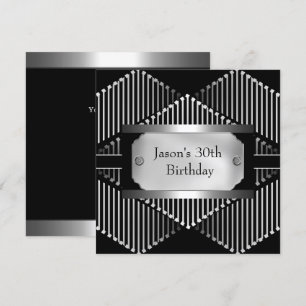 Invitación Mentes plateados cromados de color blanco y negro 