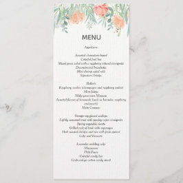 Invitación menú acuarela crema melocotón. papelería de boda