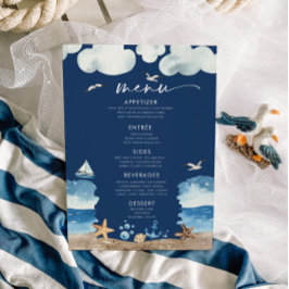 Invitación Menú Baby Shower Nautica Navy