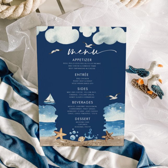 Invitación Menú Baby Shower Nautica Navy (Subido por el creador)