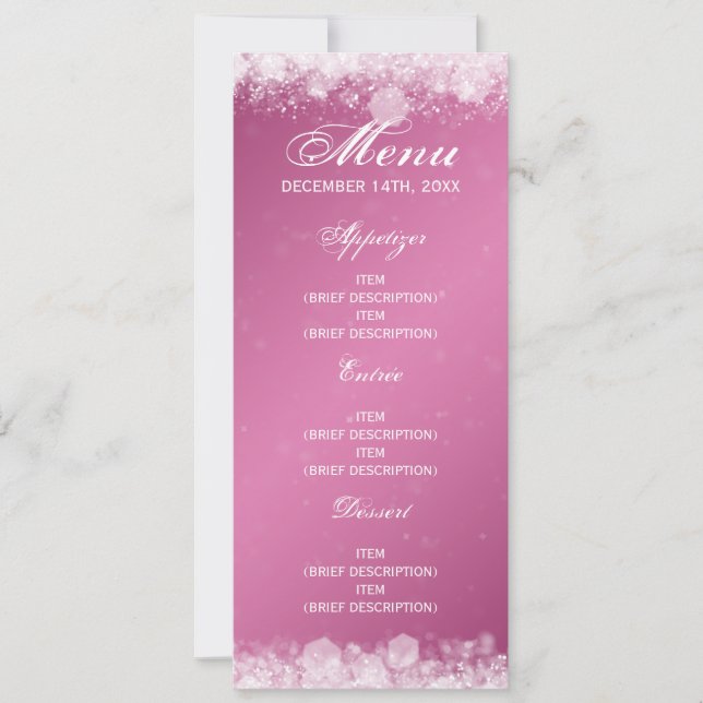 Invitación Menú Baby Shower Night Sparkle Pink (Anverso)