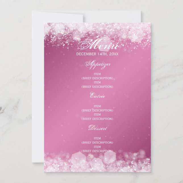 Invitación Menú Baby Shower Night Sparkle Pink (Anverso)