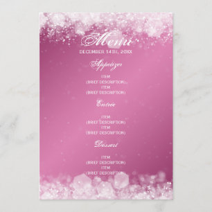 Invitación Menú Baby Shower Night Sparkle Pink