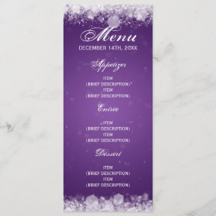 Invitación Menú Baby Shower Night Sparkle Purple