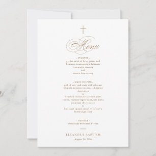 Invitación Menú Baptism simple elegante de la cruz de oro