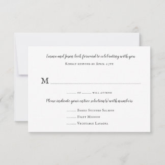Invitación Menú Blanco sencillo Repetición de número de invit