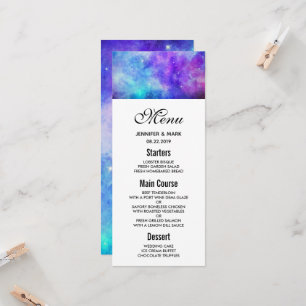 Invitación Menú Boda abstracto del espacio de galaxia púrpura
