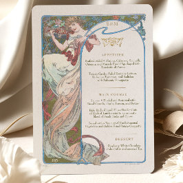 Invitación Menú Boda Art Nouveau Cena de Mucha