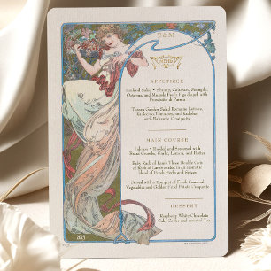 Invitación Menú Boda Art Nouveau Cena de Mucha