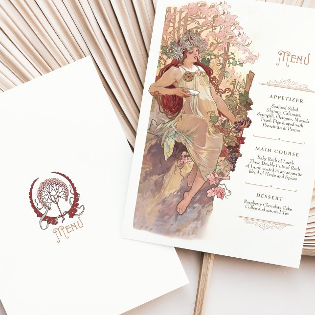 Invitación Menú Boda Art Nouveau Dama de época (Subido por el creador)