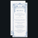 Invitación Menú Boda azul floral de Grace Ornate Victoriana<br><div class="desc">Para una mayor personalización, haga clic en "Personalizar esta plantilla" y, a continuación, en "Editar usando la herramienta de diseño". Estiloso editable fácil de usar plantillas de boda, más artículos disponibles en la tienda (invitaciones, rsvp, tarjetas de agradecimiento, papel y decoración). Si necesita ayuda o elementos coincidentes, por favor contáctame....</div>