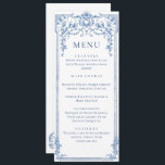 Invitación Menú Boda azul floral de Grace Ornate Victoriana<br><div class="desc">Para una mayor personalización, haga clic en "Personalizar esta plantilla" y, a continuación, en "Editar usando la herramienta de diseño". Estiloso editable fácil de usar plantillas de boda, más artículos disponibles en la tienda (invitaciones, rsvp, tarjetas de agradecimiento, papel y decoración). Si necesita ayuda o elementos coincidentes, por favor contáctame....</div>