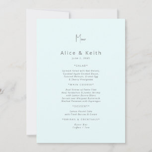 Invitación Menú Boda azul hielo