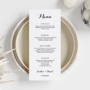 Invitación Menú Boda caligrafía Mesa de la cena