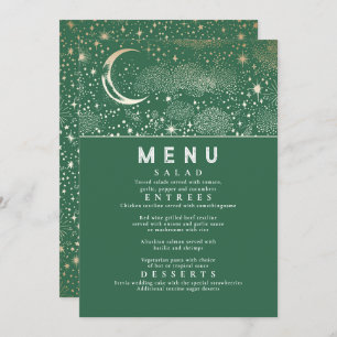 Invitación Menú Boda Celestial Starry Night Moon