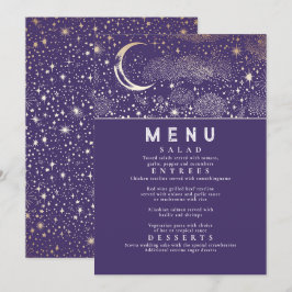 Invitación Menú Boda Celestial Starry Night Moon