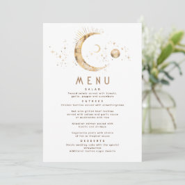 Invitación Menú Boda Celestial Starry Night Moon