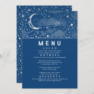 Invitación Menú Boda Celestial Starry Night Moon