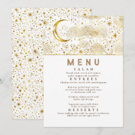 Invitación Menú Boda Celestial Starry Night Moon