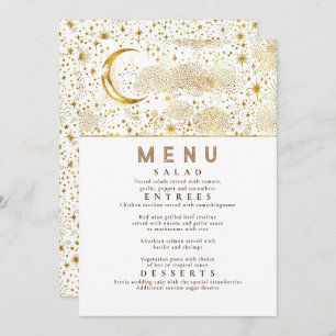 Invitación Menú Boda Celestial Starry Night Moon