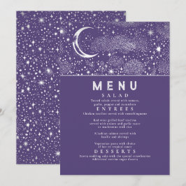 Invitación Menú Boda Celestial Starry Night Moon