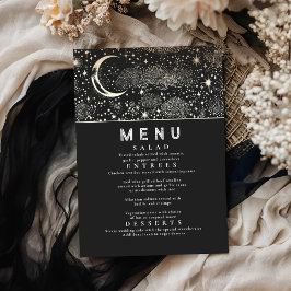 Invitación Menú Boda Celestial Starry Night Moon