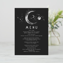 Invitación Menú Boda Celestial Starry Night Moon
